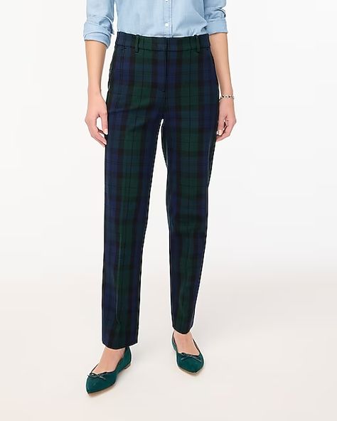 Women's Pants, Khakis & Chinos | J.Crew Factory Blackwatch Tartan, Tartan Pants, Pant For Women, Green Tartan, Straight Leg Pant, Sweater Fits, Khaki Chinos, Work Wardrobe, Faux Leather Leggings