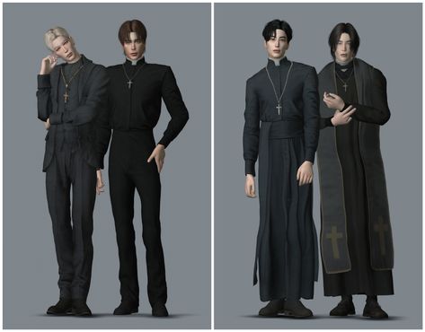 Priest | plazasims on Patreon Sims 4 Cc Goth, Priest Outfit, Sims 4 Decades Challenge, Sims 4 Male Clothes, Sims 4 Patreon, Vampire Clothes, Sims 4 Dresses, Sims Four, Sims 4 Cc Packs