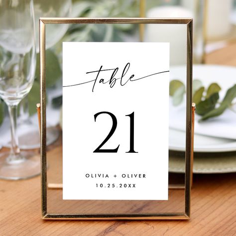 Elegant Minimalist Modern Wedding Table Number Minimalist Modern Wedding, Modern Wedding Table, New Years Wedding, Wedding Table Names, Table Number Holders, Wedding Numbers, Wedding Planning Decor, Simple Centerpieces, Modern Minimalist Wedding