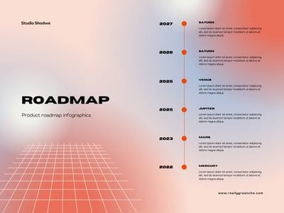 Orange Gradient Futuristic Product Roadmap Graph Roadmap Design, Graph Template, Roadmap Infographic, Product Roadmap, Orange Gradient, Web Layout Design, Print Layout, Road Map, Web Layout