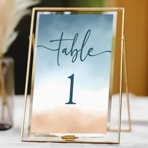 Elegant Blue Ocean Beach Shore Sand Wedding Seaside Wedding Decor, Sand Wedding, Beach Shore, Beach Table, Ocean Wedding, Wedding Sand, Card Table Wedding, Elegant Bridal Shower, Wedding Table Number