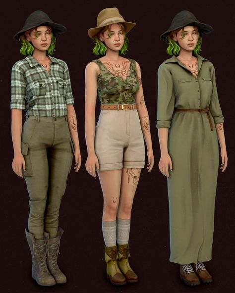 Jungle Outfit, Apocalypse Clothing, Sims Outfits, Farmer Outfit, Safari Outfit, Cc Shopping, Survival Clothing, Pants Boots, Socks Boots