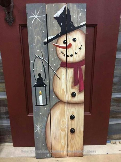 Jul Diy, Koti Diy, Snowman Crafts Diy, Christmas Wood Crafts, Easy Christmas Crafts, Snowman Crafts, Christmas Ornament Crafts, Christmas Paintings, Holiday Projects