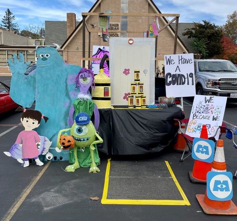 Monsters Inc Trunk Or Treat, Halloween Monsters Inc, Halloween Games Party, Monsters Inc Decorations, Bar Specials, Monsters Inc Halloween, Monster Classroom, House Party Ideas, Pixar Party