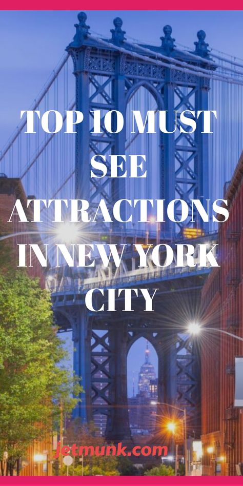 Ready to explore The Big Apple? Check out my top 10 must-see attractions in New York City! From iconic landmarks to hidden gems, these spots are a must for any NYC adventure. Click to discover the best of the city and start planning your unforgettable trip! Places To Visit In New York City, Nyc Tourist Attractions, New York Must See, Destination Travel, New York Attractions, Manhattan Skyline, New York City Travel, Destination Voyage, Tourist Spots