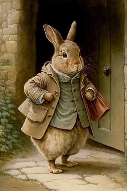 Bunny Paintings, Corridor Bathroom, Rabbit Fashion, Bunny Cottage, Beatrix Potter Illustrations, Painted Animals, Field Journal, Illustration Kunst, Long Storage