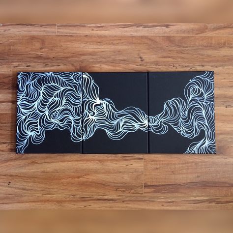 Dark Painting Ideas On Canvas, Dark Painting Ideas, Abstract Triptych, Dark Painting, Triptych Art, 8th Grade Art, Original Modern Art, Dark Paintings, Acrylic Paint Pens