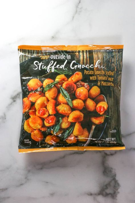 Trader Joe's Outside In Stuffed Gnocchi review contains recommendations to see if it is worth putting on your next shopping list. #traderjoes Stuffed Gnocchi, Trader Joes Frozen Food, Korean Style Beef, Chicken Chilaquiles, Truffle Cream, Frozen Pasta, Sweet Potato Gnocchi, One Pan Dinner, Cauliflower Crust