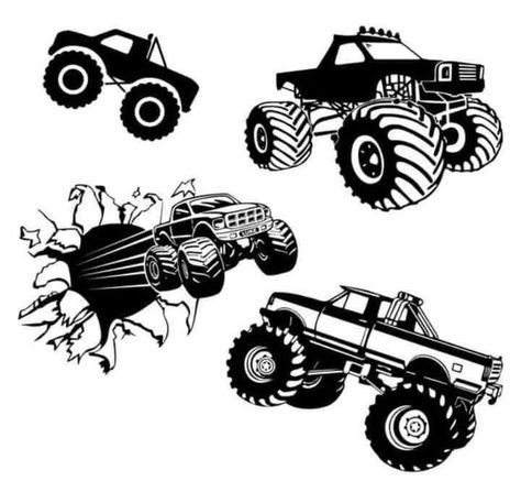 Truck Tattoo, Monster Truck Party, Machine Photo, Lifted Truck, Truck Party, Stencil Templates, Pet Puppy, Tattoo Design Drawings, Cricut Projects Vinyl