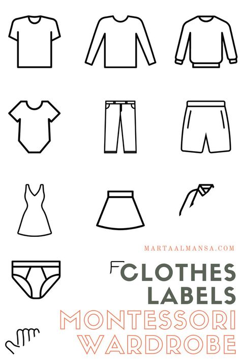 Wardrobe Montessori, Kids Cupboard, Montessori Wardrobe, Clothes Labels, Clothing Symbols, Kids Clothes Organization, Toddler Projects, Labels For Kids, Baby Singing