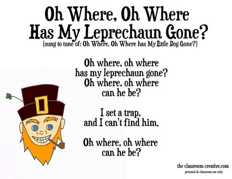 #St Patrick's Day #song #poem Leprechaun Songs For Preschool, St Patrick’s Day Songs Preschool, Music And Movement Preschool St Patricks Day, Leprechaun Song, St Patricks Day Songs, St Patrick’s Day Singing Time, March Lesson Plans, March Lessons, Irish Songs