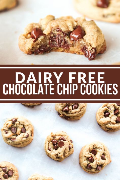 Egg Free Chocolate Chip Cookies, Dairy Free Chocolate Chip Cookies, Eggless Chocolate Chip Cookies, Dairy Free Baking, Dairy Free Snacks, Dairy Free Cookies, Dairy Free Chocolate Chips, Dairy Free Diet, Dairy Free Dessert