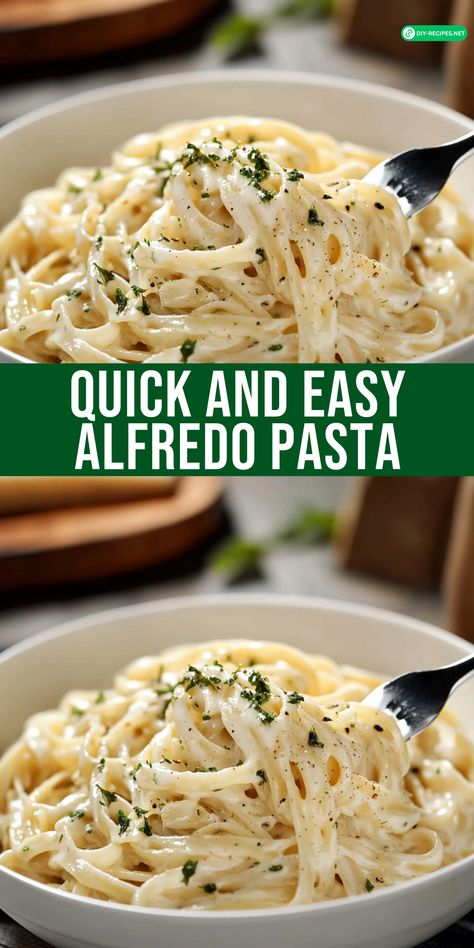 Whip up Quick and Easy Alfredo Pasta for a delicious dinner in minutes! A creamy, cheesy sauce that’s perfect for busy weeknights. Quick Alfredo Pasta, Fettucini Alfredo Sauce Recipe Easy, Fetachinne Alfredo, Fettucini Alfredo Sauce Recipe, Creamy Alfredo Pasta Recipes, Quick And Easy Alfredo Sauce Recipe, Alfredo Recipes For Dinner, Fettucini Alfredo Sauce, Easy Alfredo Pasta