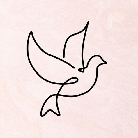 The dove symbolizes peace, purity, hope, beauty, and faith. May this dove remind you of that even in the most difficult times.  These are single color vinyl decals (no background color) of single line drawing art.  This decal is similar to a sticker but it is more durable. Application is somewhat like applying a temporary tattoo. The item comes in 3 layers (decal is the middle layer). First, the decal needs to be adhered to the clear transfer tape (top layer) and bottom layer is discarded. Then Most Difficult Drawings, Fineline Dove Tattoo, Hope Symbol Art, Dove Line Drawing, Simple Dove Tattoo Design, Dove Line Tattoo, Single Line Bird Tattoo, Hope Line Art, Peace Symbol Drawing