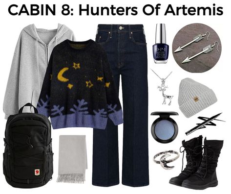 Olympians Gods, Artemis Cabin, Hunters Of Artemis, Artemis Aesthetic, Hunter Of Artemis, Percy Jackson Outfits, Cabin Aesthetic, Half Blood, Camp Half Blood