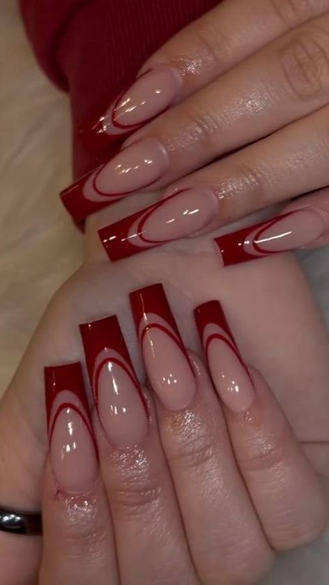 Red Acrylic Nails, Girly Acrylic Nails, Simple Acrylic Nails, Long Acrylic Nails Coffin, Nails Diy, Diy Spring, Acrylic Nails Coffin Short, Xmas Nails, Square Acrylic Nails