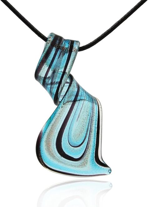 BESHEEK Murano Inspired Blown Glass Lampwork Art Twisted Lampwork Glass Pendants, Lampwork Jewelry, Glass Lampwork, Traditional Artwork, Red Necklace, Glass Pendant Necklace, Blue Gift, Cool Necklaces, Blue Necklace