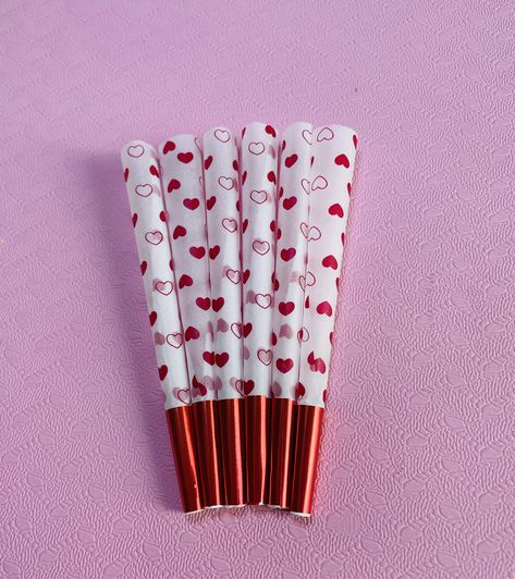 Treat yourself to this adorable red hearts pre roll . Also a perfect gift for any smoker! Pre Rolled Cones, Pre Roll, Red Love Heart, Rolling Paper, Red Love, Handmade Valentine, Puff And Pass, Red Hearts, Shape Design