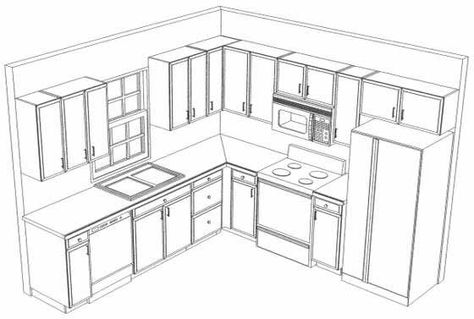 Kitchen Layout    When it comes to microscopic kitchen layouts, you tally to experience and believe its commodity principles to be healthy t... Small Kitchen Floor Plans, L Shape Kitchen Layout, Small Kitchen Design Layout, 10x10 Kitchen, Kitchen Layouts With Island, Kitchen Cabinet Layout, Small Kitchen Cabinets, Kitchen Layout Plans, Small Kitchen Layouts