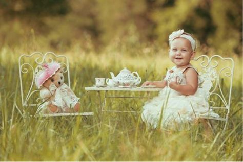 Outdoor Tea Party Photoshoot, One Year Old Tea Party 1st Birthdays, Tea Party Photoshoot Ideas, First Birthday Tea Party, Second Birthday Pictures, Tea Party Photoshoot, Tea Party Pictures, Tea Party Photography, Second Birthday Photos