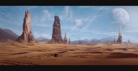 Arrakis Desert by DariaRidel.deviantart.com on @DeviantArt My Planet, Dune Art, Desert Environment, Planets Art, Photoshop Painting, Landscape Concept, Desert Painting, Alien Worlds, Futuristic City