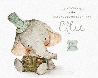 Watercolour Paper Texture Backgrounds, Baby Animal Nursery Art, Animal Clip Art, Woodland Nursery Girl, Woodland Nursery Art, Watercolor Paper Texture, Baby Poster, Baby Elefant, Clipart Baby