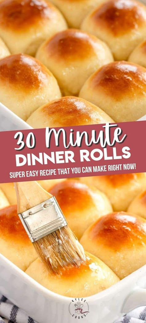 What do you do when you need dinner rolls soon, and want them to be homemade, AND you need them asap? MAKE THIS RECIPE and pull hot, fluffy rolls out of the oven in about 30 minutes. 30 Minute Dinner Rolls, Easy Homemade Rolls, 30 Minute Rolls, Quick Dinner Rolls, Easy Dinner Rolls, Dinner Rolls Easy, Quick Rolls, Bread Recipes Easy, Rolls Easy