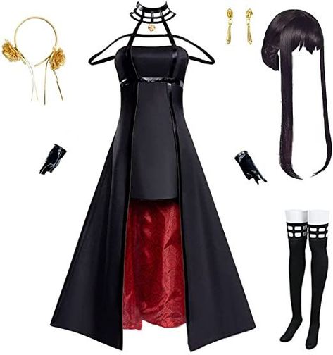 anime spy x family yor forger cosplay, yor forger cosplay hot Yor Forger Cosplay, Family Cosplay, Head Decoration, Black Halloween Dress, Costume Tutorial, Yor Forger, 2 Earrings, Dress Sketches, Fantasias Halloween