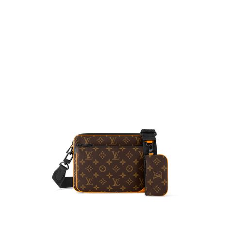 Louis Vuitton Trio Messenger, Saffron Orange, Small Coin Purse, Louis Vuitton Fashion, Monogram Bag, Louis Vuitton Official, Canvas Bags, Orange Leather, Vuitton Handbags