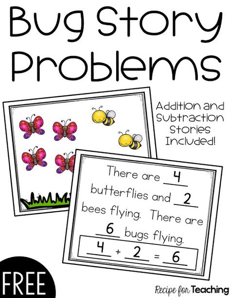 Story Problems Kindergarten, Word Problems Kindergarten, Math Story Problems, Subtraction Kindergarten, Addition Kindergarten, Addition Word Problems, Spring Math, Kindergarten Math Activities, Math Words