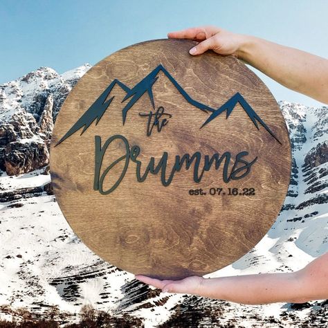 Mountain Theme Wedding Guestbook Sign Wedding Guest Book - Etsy Canada Mountain Guest Book, Mountain Wedding Guest Book, Mountain Wedding Theme, Mountain Themed Wedding, Mountain Theme Wedding, Alberta Elopement, Sign Wedding Guest Book, Plywood Diy, Gold Sharpie