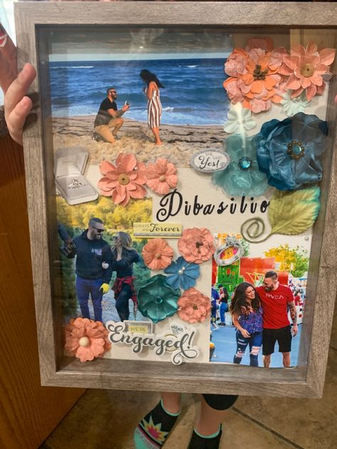 Engagement Shadow Box Ideas, Marriage Shadow Box Ideas, Engagement Shadow Box, Bride Shadow Box Ideas, Shadow Box Relationship, Personalized Shadow Boxes Wedding Gifts, Beach Keepsakes, Shadow Box Ideas, Box Ideas