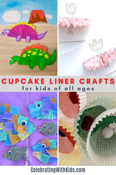 Cupcake Liner Art, Cupcake Wrapper Crafts, Cupcake Liner Crafts For Kids, Cupcake Crafts For Kids, Crafts With Cupcake Liners, Cupcake Paper Crafts, Sensory Cards, Cupcake Liner Crafts, Hungry Caterpillar Craft