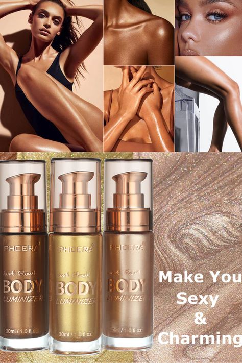 # Body shimmer oil # Waterproof long lasting moisturising oil # Bronze luminous glow for face & body # Liquid body highlighter perfect for an extra wedding glow # Makeup brush included (Rose Gold #01) Body Luminizer, Extra Wedding, Liquid Illuminator, Body Highlighter, Shimmer Oil, Body Shimmer, Shimmer Body Oil, Glow Makeup, Natural Luxury