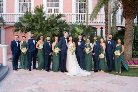 Green Bridesmaid Dresses And Groomsmen, Bridesmaid Dresses And Groomsmen Suits, Navy Blue Groomsmen, Blue Groomsmen, Don Cesar, Emerald Green Bridesmaid Dresses, Dark Green Wedding, Dark Blue Wedding, Dark Green Bridesmaid Dress