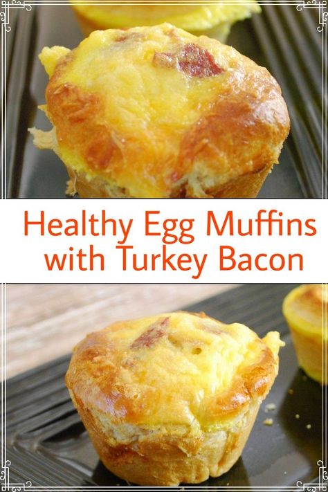 Healthy Egg Casserole, Turkey Bacon Breakfast, Healthy Egg Muffins, Healthy Bacon Recipes, Egg Breakfast Muffins, Turkey Bacon Recipes, Bacon Recipes Breakfast, Bacon And Egg Breakfast, Easy Egg Breakfast