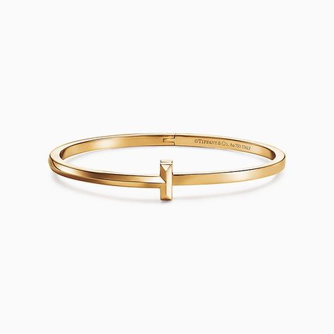 Tiffany T T1 wide diamond hinged bangle in 18k gold, medium. | Tiffany & Co. Wish List Items, Tiffany Bracelets, Tiffany T, Online Gold Jewellery, Stackable Bangles, The Bangles, International Jewelry, Jewelry Bracelets Gold, Yellow Gold Jewelry