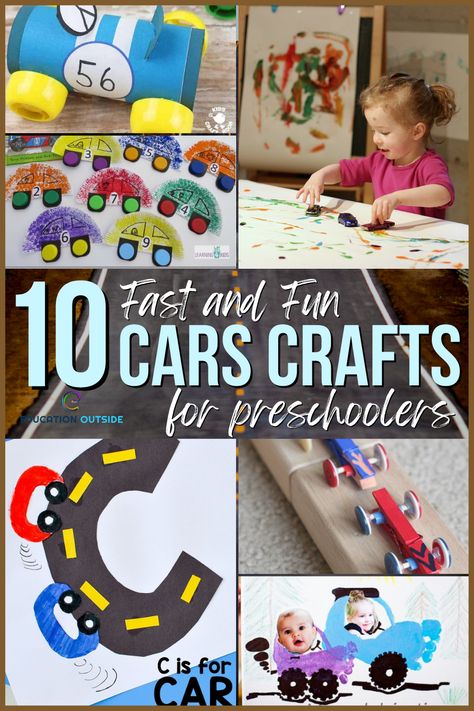 Cars are a classic topic for the vehicle theme in preschool. They are fun and colorful and will go with any lesson. Children will have a blast making them to take home, play with, or just for decoration. Bring out the inner driver in every child with this list of crafts that will excite them! Activities With Cars For Preschool, Cars Theme Preschool Activities, Car Artwork For Preschool, Tow Truck Craft Preschool, Vehicle Activity For Preschool, Car Art Activities For Preschool, Cars Preschool Theme, Car Process Art, Car Inquiry Kindergarten