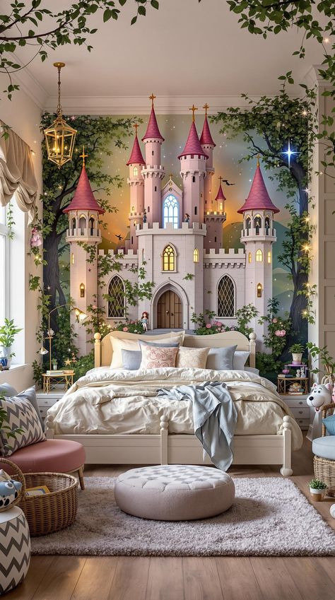 Boho Bedroom Ideas for Kids Enchanted Forest Kids Room, Castle Bedroom Kids, Boho Kids Bedroom, Enchanted Bedroom, Kids Bedroom Themes, Bedroom Ideas For Kids, Forest Bedroom, Fairy Tale Castle, Dreamy Space