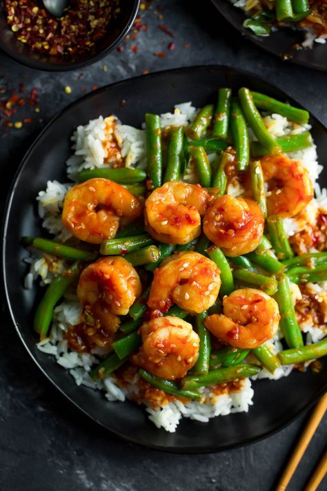 Green Bean Recipes Healthy, Oven Green Beans, Shrimp And Green Beans, Stir Fry Green Beans, Green Beans Recipe, Shrimp Recipes Healthy, Shrimp Recipes For Dinner, Spicy Shrimp, Shrimp Dishes