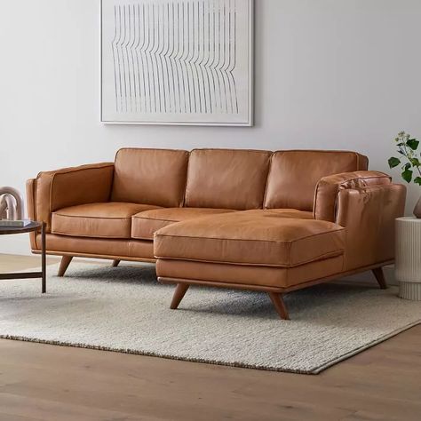 West Elm Zander Sofa, Small Leather Sectional Sofa, Copper Leather Sofa, Couches With Wooden Frames, West Elm Sectional Sofa, Leather Sectional With Chaise, Leather L Couch, Leather Couch With Chaise, Leather L Shape Sofa