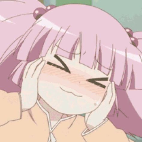 #anime #cute #pink #smile Blushing Reaction Pic Anime, Blush Reaction Pic, Manga Drawing Books, Blushing Anime, Yuru Yuri, Ugly Cat, Anime Smile, Anime Gifs, Anime Expressions