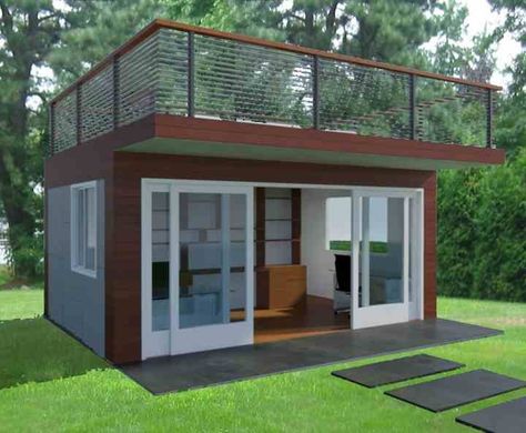 A blog about the lifestyle of shedworkers and those who work from garden offices and other shedlike atmospheres Portable Sheds, New York Architecture, Backyard Studio, Exterior Stairs, Backyard Office, Backyard Shed, Decks Backyard, Roof Deck, Roof Top