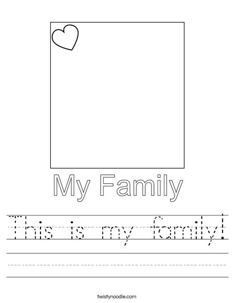 This is my family Worksheet - Twisty Noodle Family Tracing Worksheet, Family Worksheets For Preschool, Family Worksheet For Kindergarten, Families Activities Preschool, Family Kindergarten Activities, At Family Words Worksheet, My Family Worksheet Preschool, Family Worksheets For Kids Kindergarten, Family Worksheet Preschool