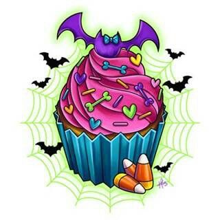 Halloween Cupcake tattoo minus the hearts and different colors! >^ Cupcake Tattoo, Candy Tattoo, Cupcake Tattoos, Spooky Tattoos, Posca Art, Halloween Drawings, Halloween Tattoos, Flash Art, Creepy Cute