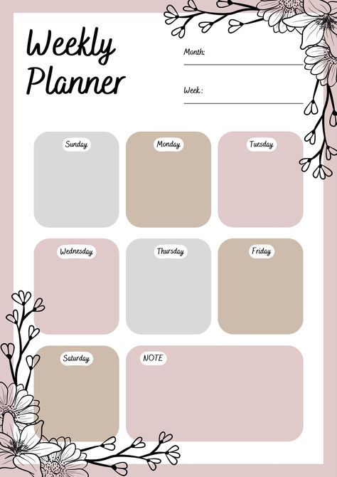 Scedual Template School, Best Weekly Planner, Weekly Planner Print, Sunday To Saturday, Timetable Template, Monday Tuesday Wednesday Thursday Friday, Study Planner Printable, Meal Planners, Weekly Planners