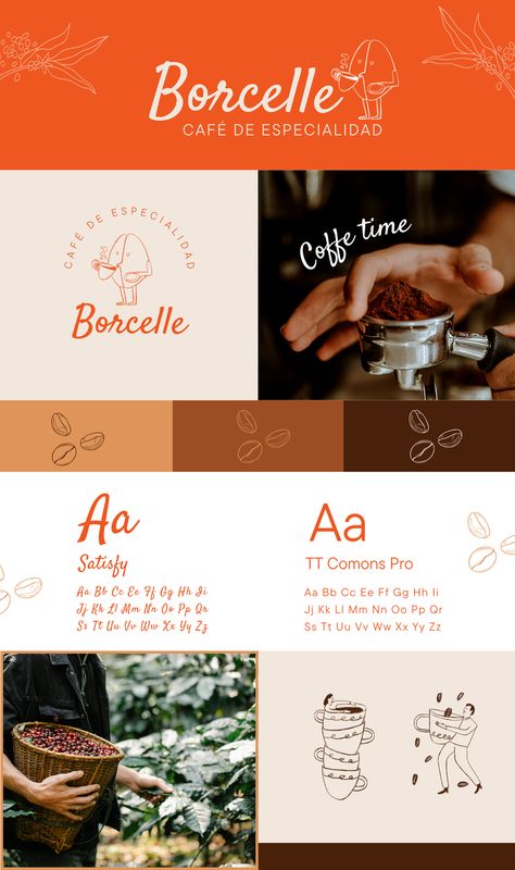 Plantilla 100% editable en Canva para marca de cafetería de especialidad. Este tablero de marca incluye, logotipo, variantes de logo, paleta de color, tipografías, elementos gráficos. Todo para que le des una imagen a ese nuevo proyecto.
Identidad de marca para cafetería naranja, marrón y café. 
En mi perfil encontrarás el esta y cientos de plantillas más. Click para editar 👇 Photo Collage Maker, Marketing Logo, Background Remover, Collage Background, Collaborative Learning, Learning Management System, Branding Design Inspiration, Flyer Maker, Brand Board