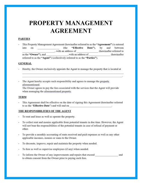 Free Property Management Agreement Form and Template Real Estate Contract, Wholesale Real Estate, Rental Agreement Templates, Rental Property Management, Real Estate Management, Meeting Agenda Template, Contract Management, Property Manager, Contract Agreement