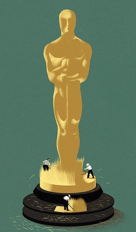 'Oscars: 3 Ways the Academy Can (and Should) Spruce Up the Awards' Illustration for Hollywood reporter. 1/2 Oscar Illustration, Oscar Award, Hollywood Reporter, Jessica Chastain, Academy Awards, Hollywood, Pastel, Cake