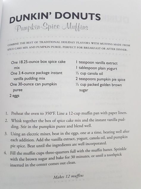 Pumpkin Muffins Dunkin, Dunkin Donuts Pumpkin Muffin Recipe, Dunkin Pumpkin Muffins, Copycat Dunkin Donuts Pumpkin Muffins, Donuts Dunkin, Spiced Muffins, Muffins Pumpkin, Spice Cake Mix And Pumpkin, Copy Cats